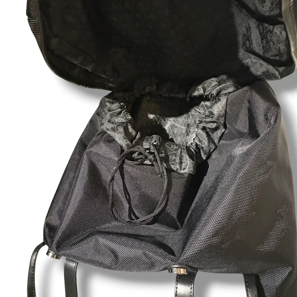 Original Penguin Black Grey Canvas Rucksack Backpack Laptop Sleeve Buckle Strap